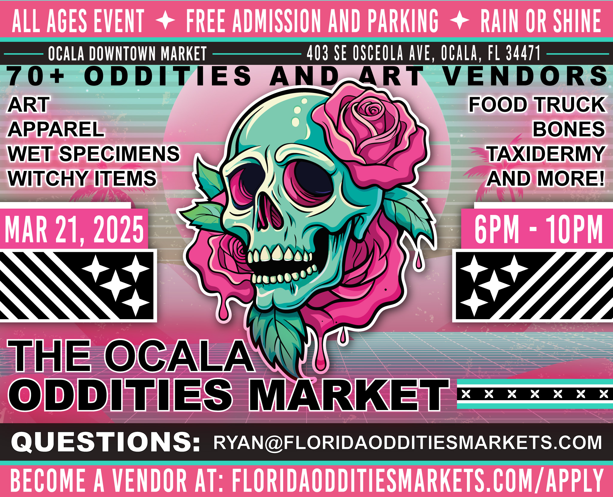 Ocala Oddities Market's Flyer. Come see us at the Ocala Oddities Market on 2025-03-21T18:00:00