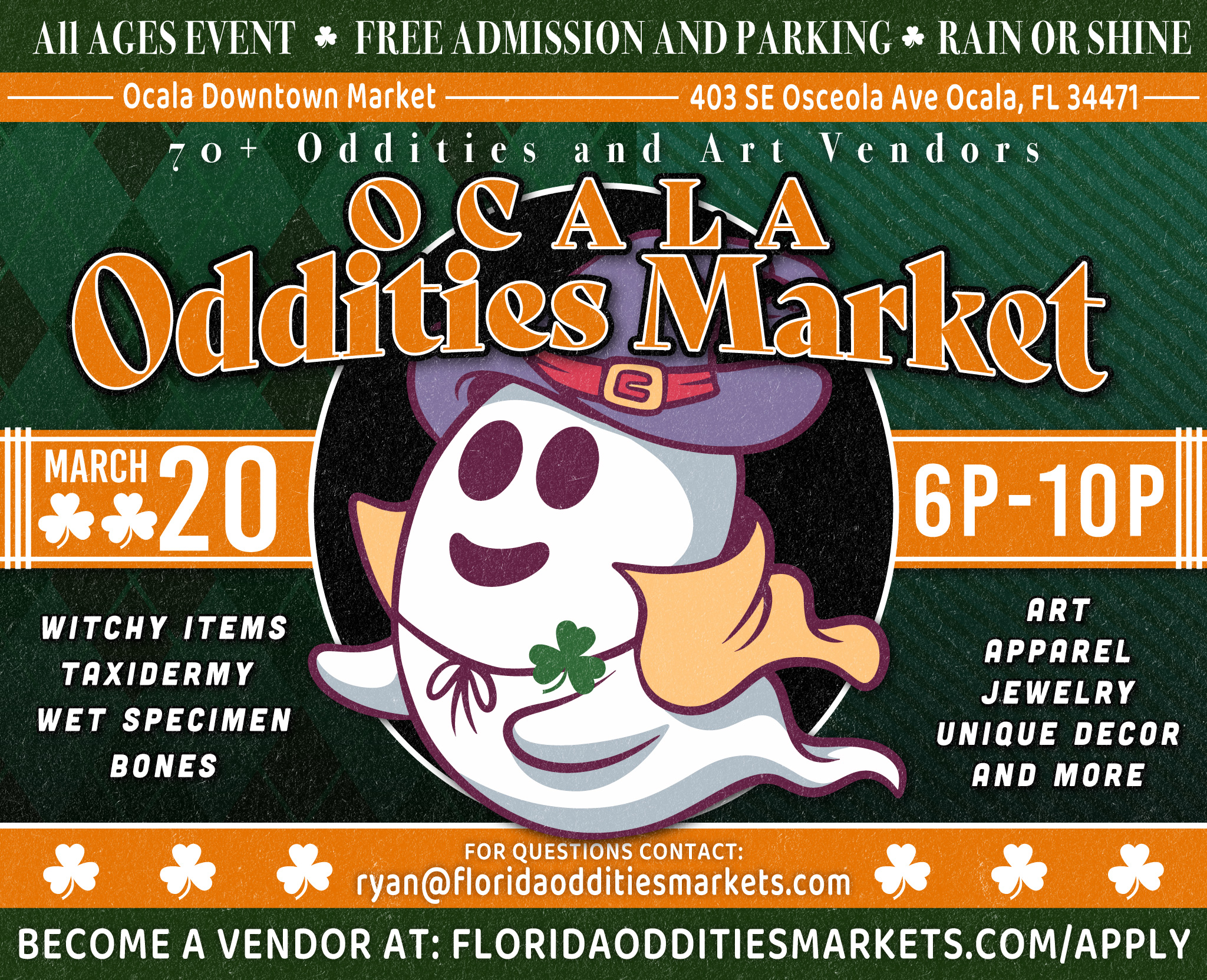 Ocala Oddities Market's Flyer. Come see us at the Ocala Oddities Market on 2026-03-20T22:00:00